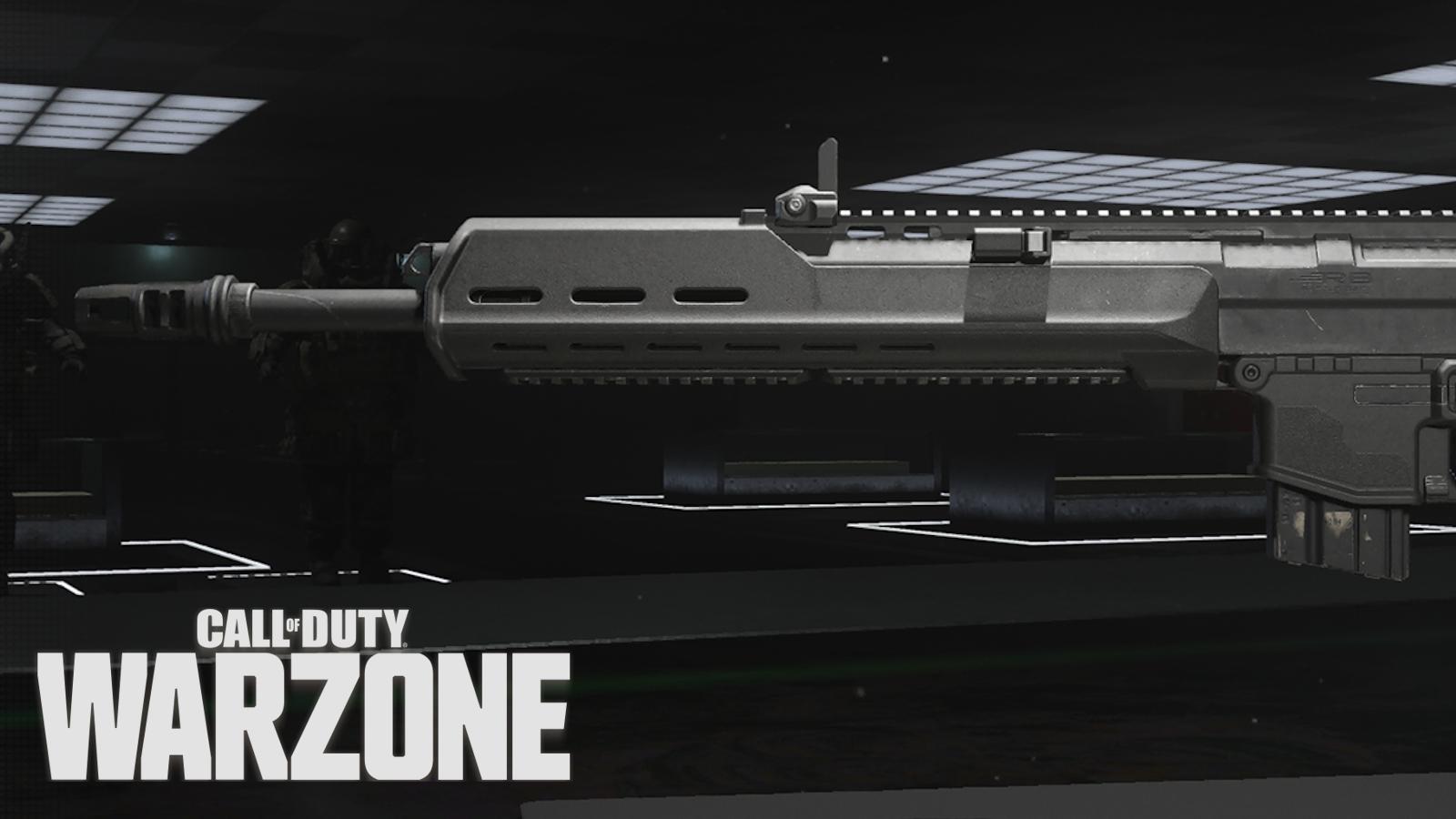 MCW 6.8 marksman rifle with Warzone logo.