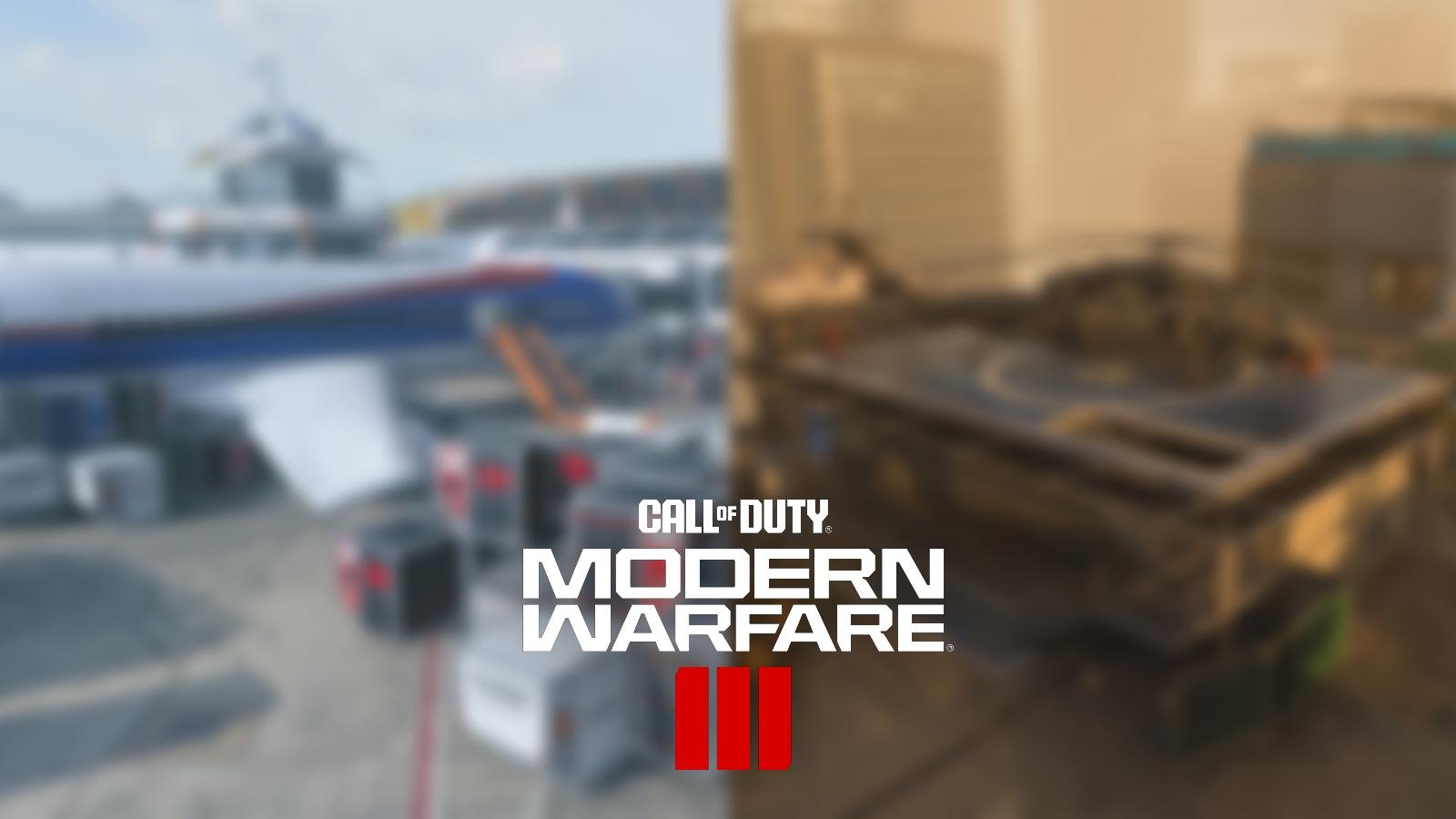 Side by side blurry images of Terminal and Highrise with Modern Warfare 3 logo