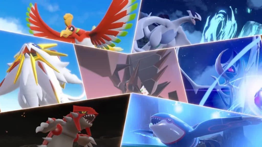 Various Legendary Pokemon as seen in an Indigo Disk DLC trailer