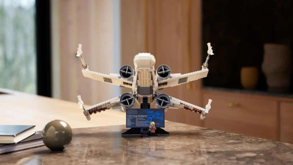 LEGO Star Wars X-Wing Starfighter on display