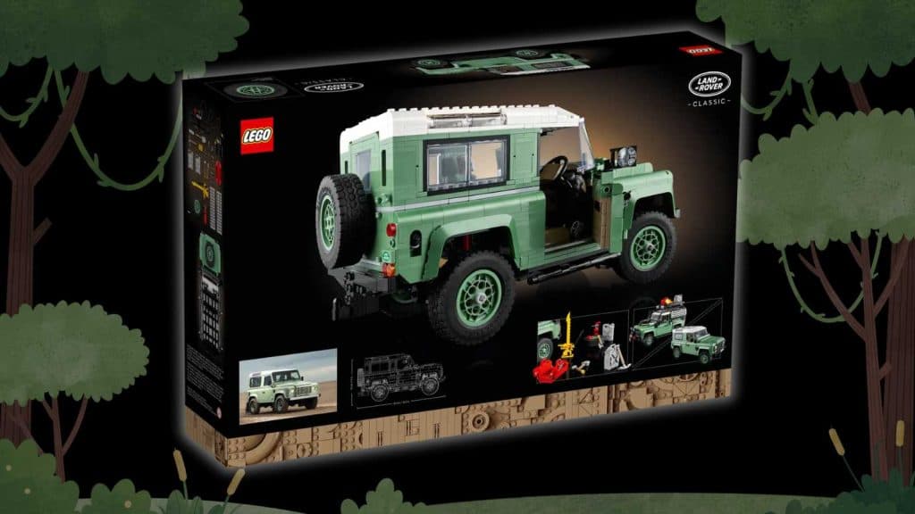 LEGO Icons Land Rover Classic Defender 90 on a nature background
