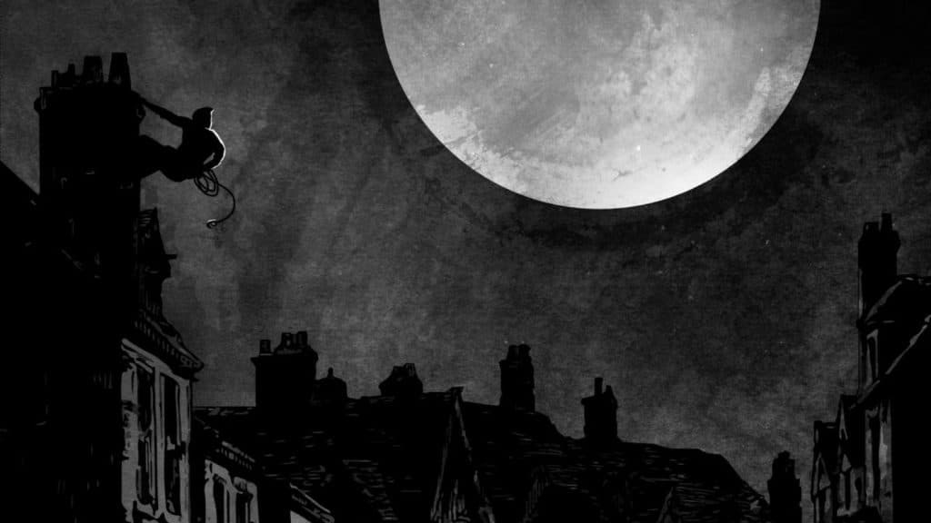Blades in the Dark thief, moon and rooftops