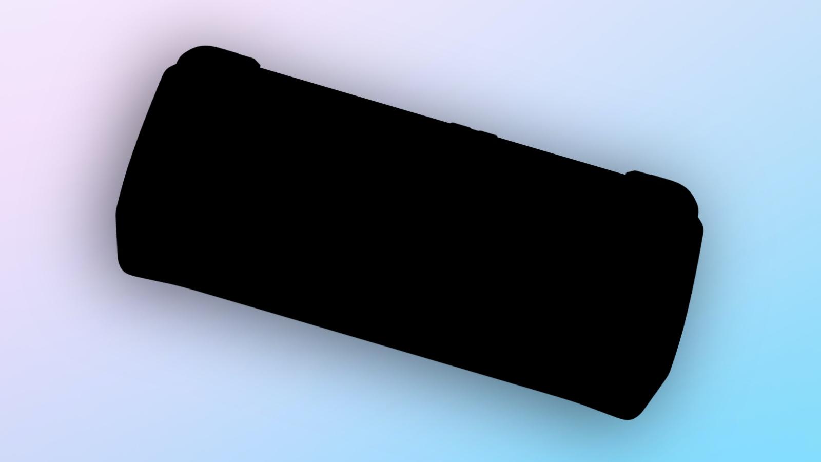 Silhouette of a gaming handheld on a gradient background
