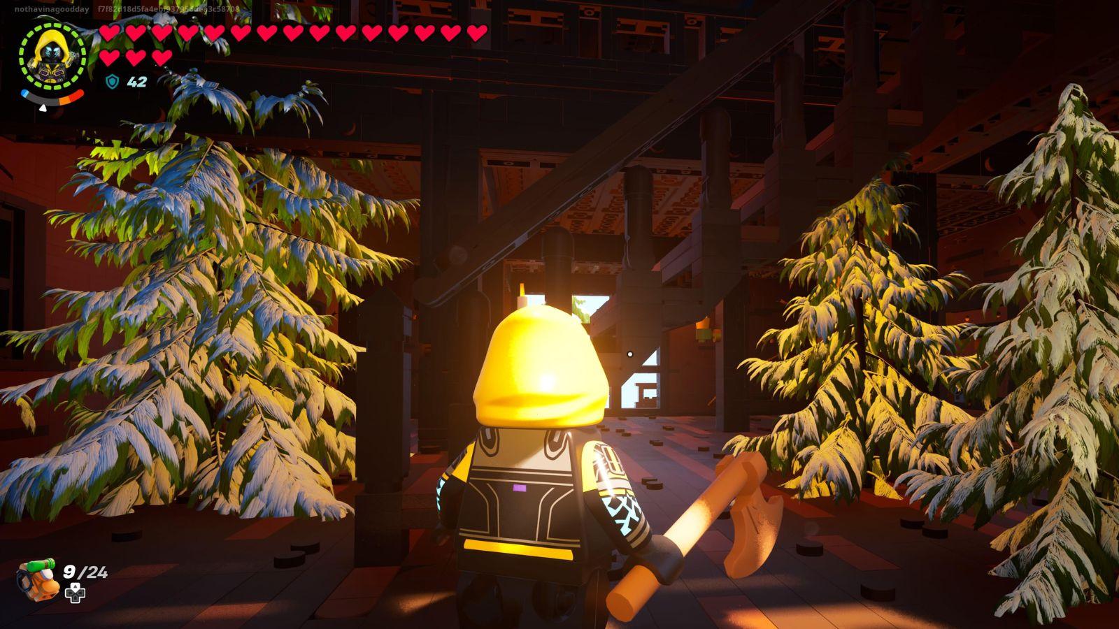 Trees coming up in builds in LEGO Fortnite