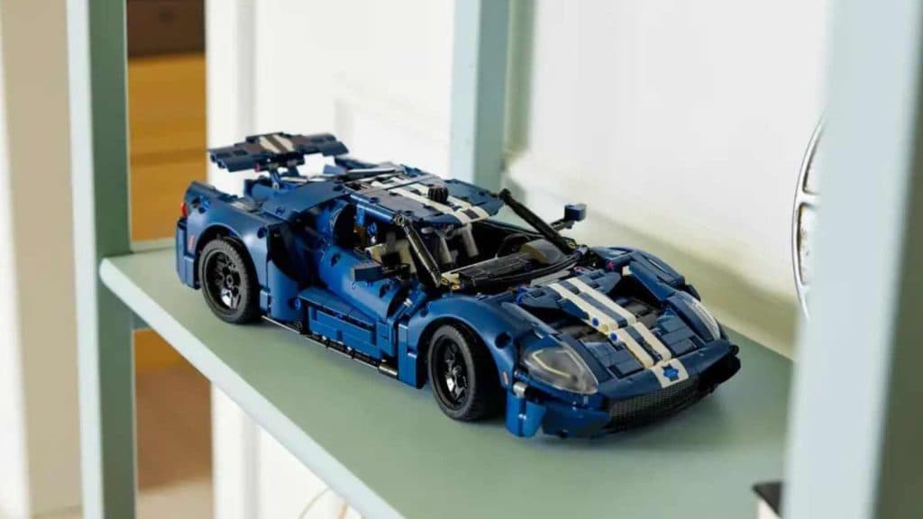 The LEGO-reimagined Ford GT on display.