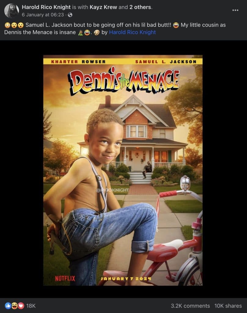 The fake poster for the Dennis the Menace 2024 movie on Netflix