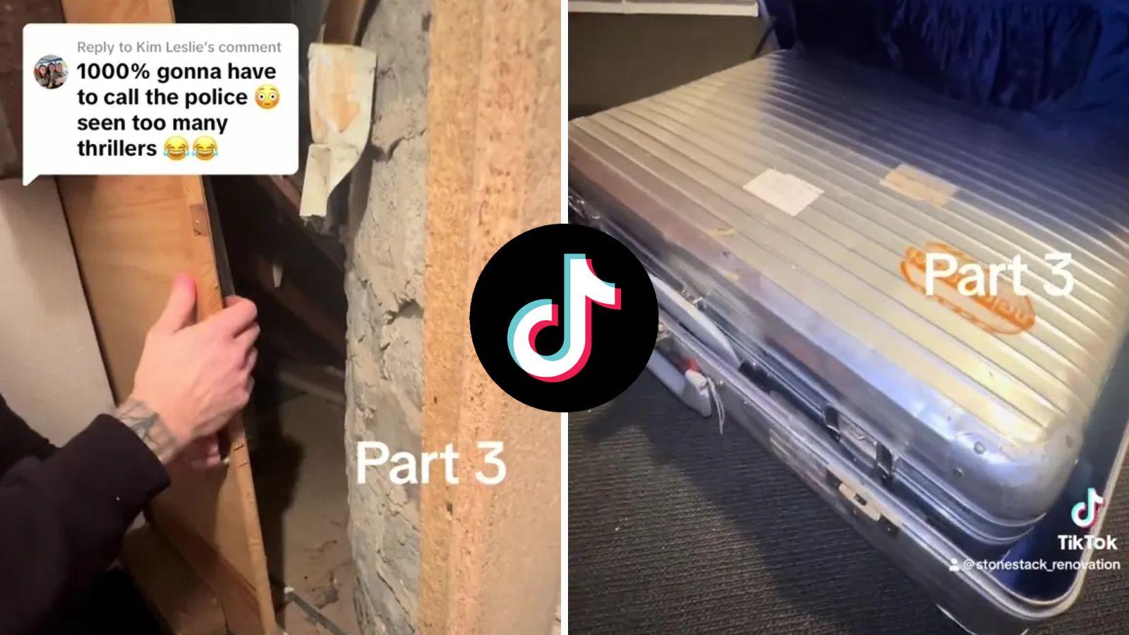 Woman stunned after opening 'creepy' old suitcase hidden in walls