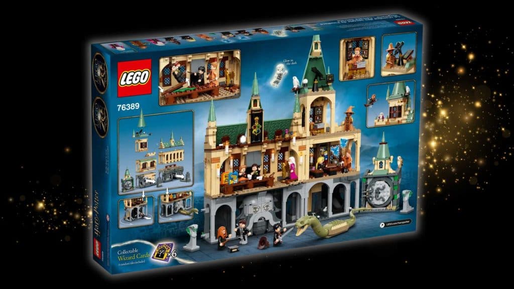 LEGO Harry Potter Chamber of Secrets set on a black background with "magic" graphic