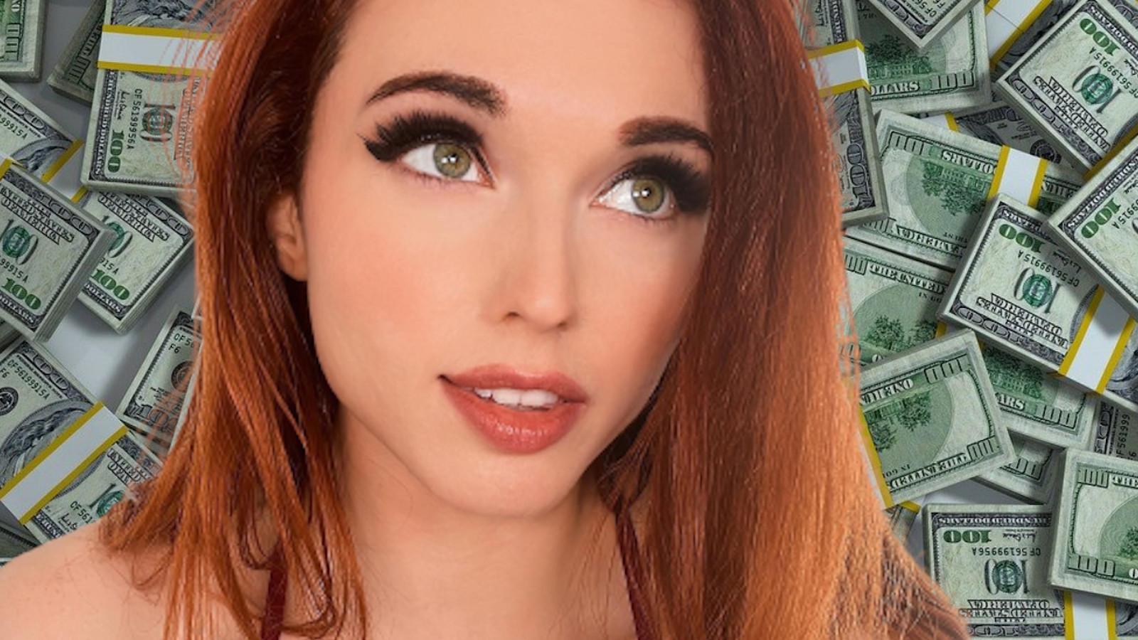 amouranth makes a fortune on OF surrounded by money
