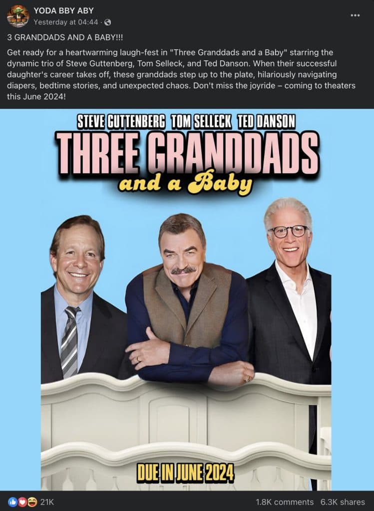 The fake poster for Three Granddads and a Baby