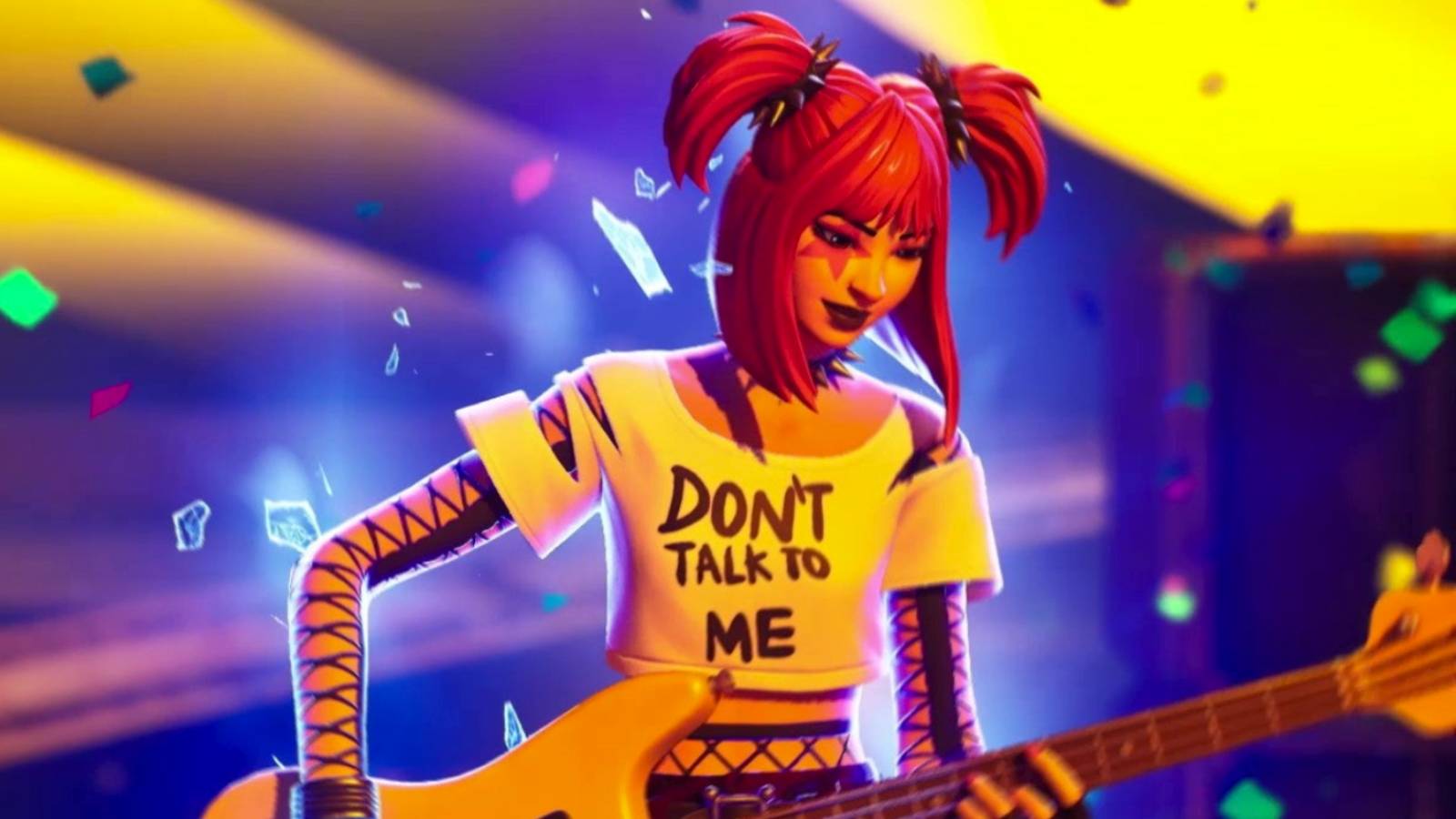Fortnite Festival mode showing a player performing Jam Tracks.