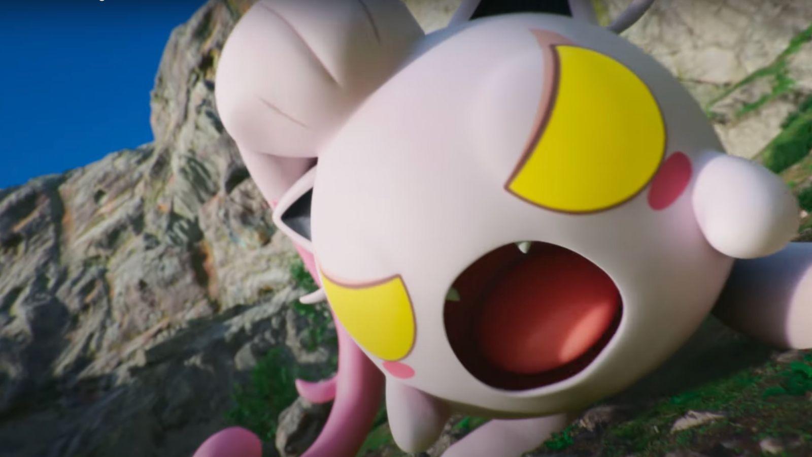 Giant Screaming Tail Pokemon stood in front of a mountain