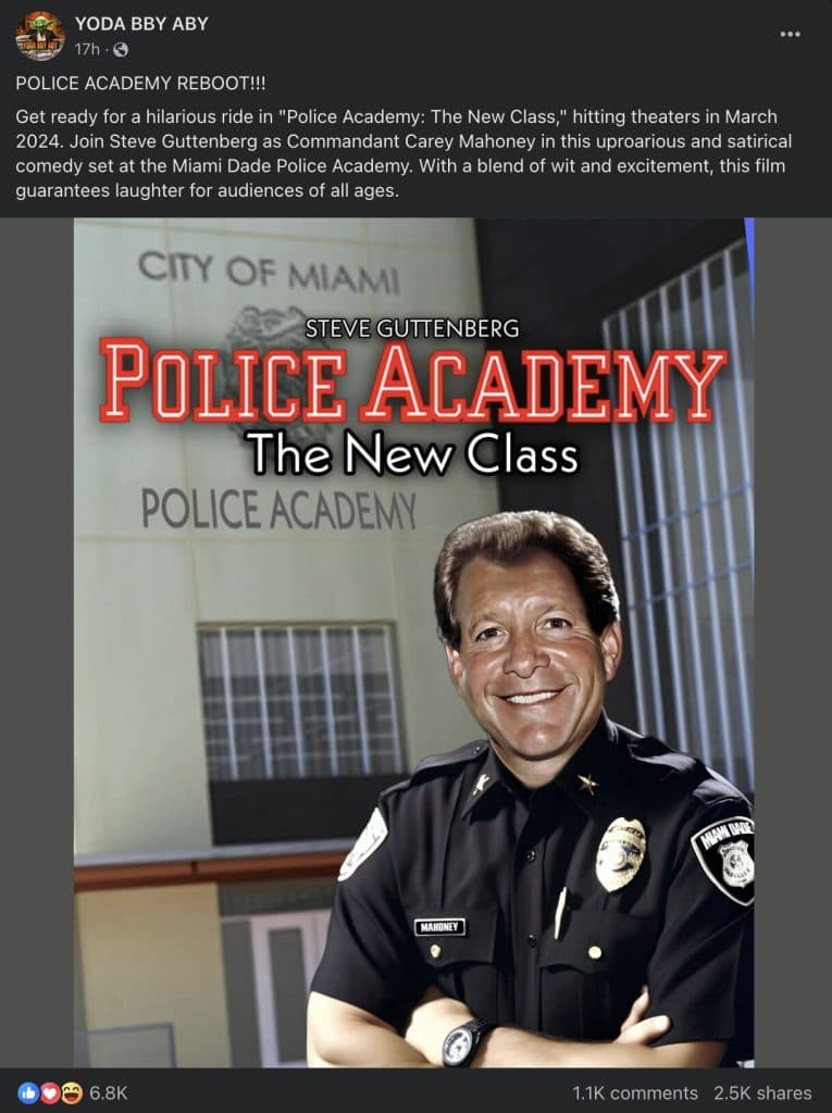 The fake poster for Police Academy: The New Class