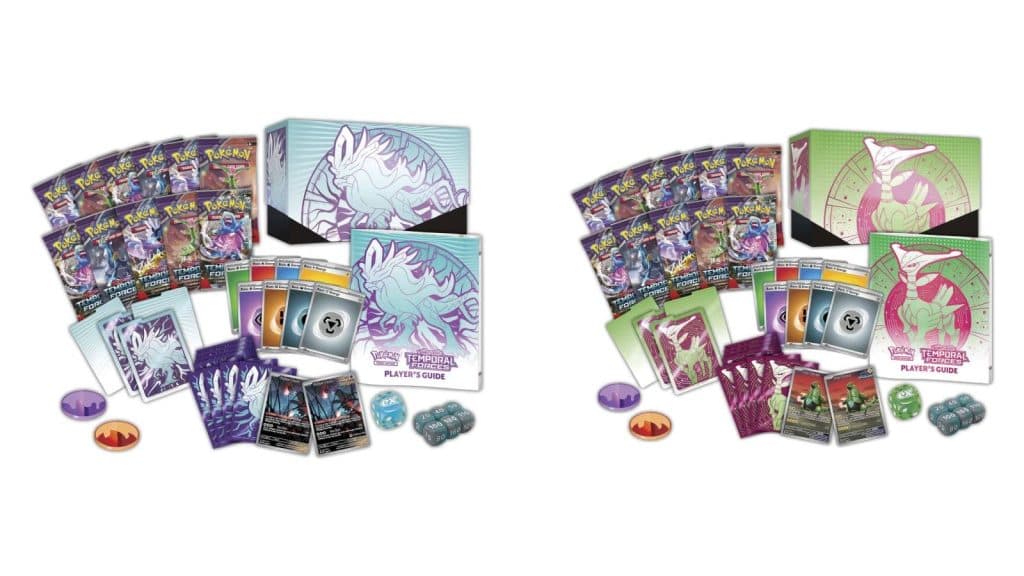 A product shot shows cards from the Pokemon TCG: Temporal Forces line