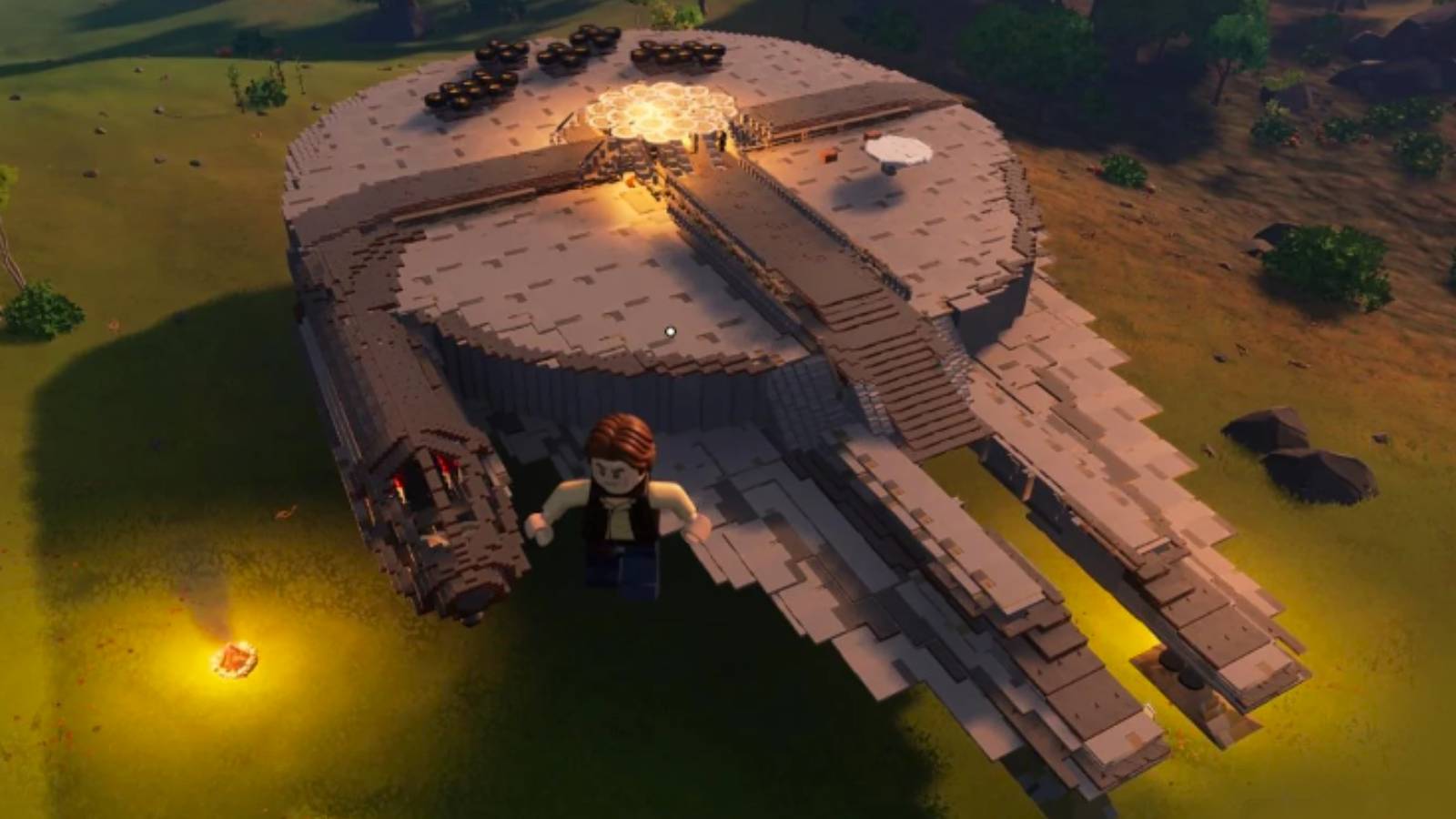 LEGO Fortnite player recreated the Millenium Falcon ship from Star Wars in the game.