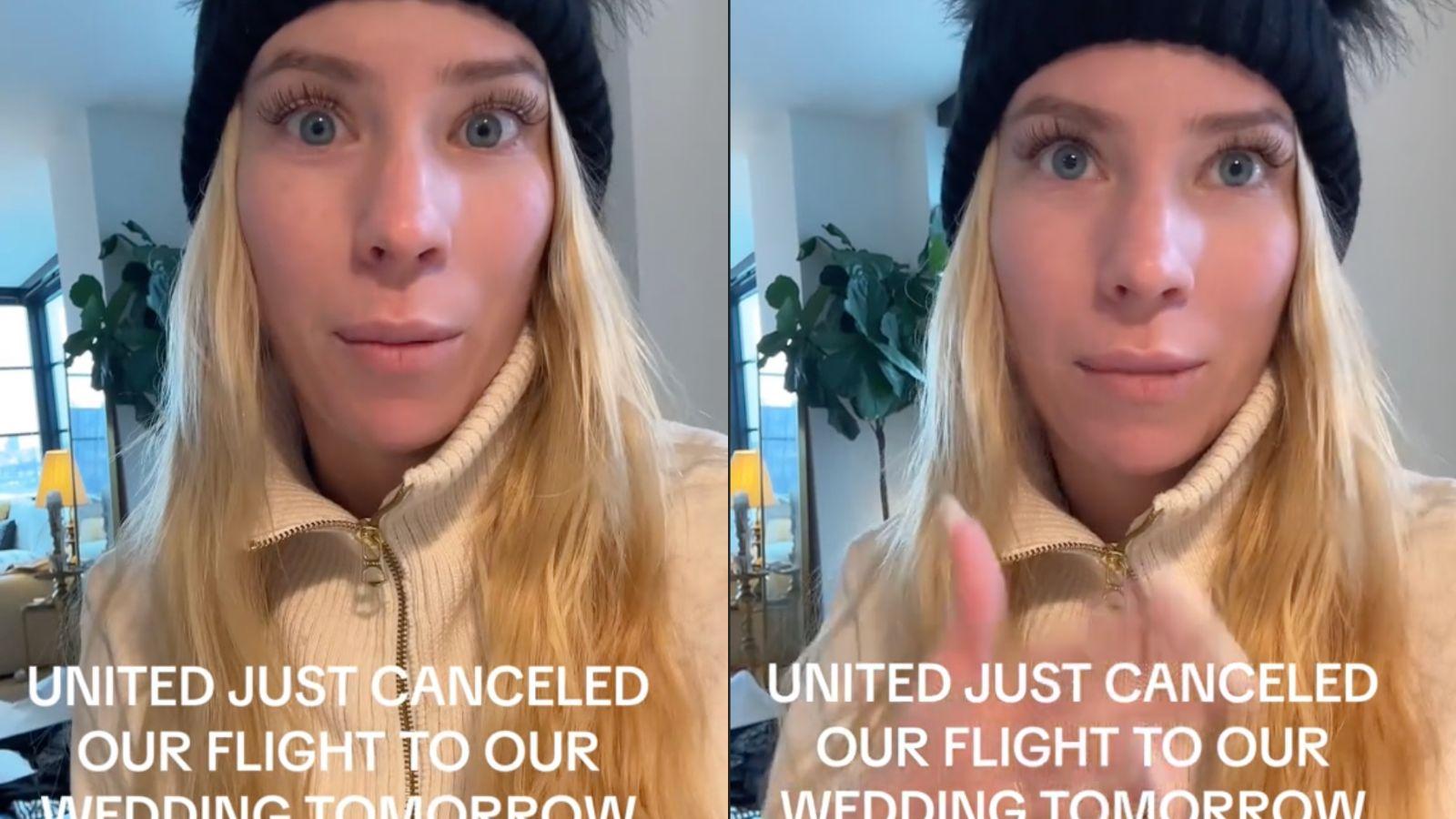 Bride panics as United cancels flight to her wedding
