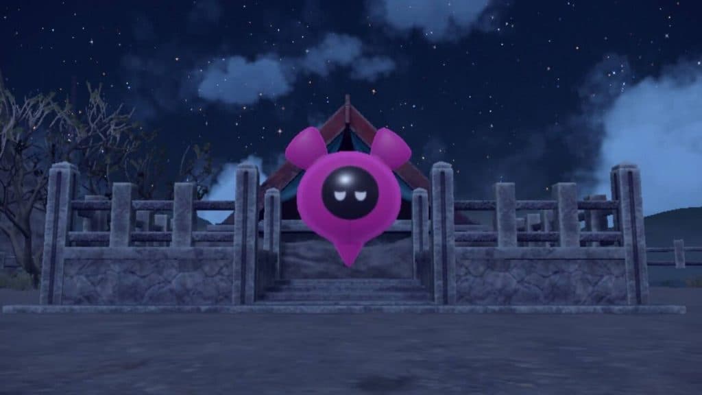 The mythical Pokemon Pecharunt floats at Loyalty Plaza