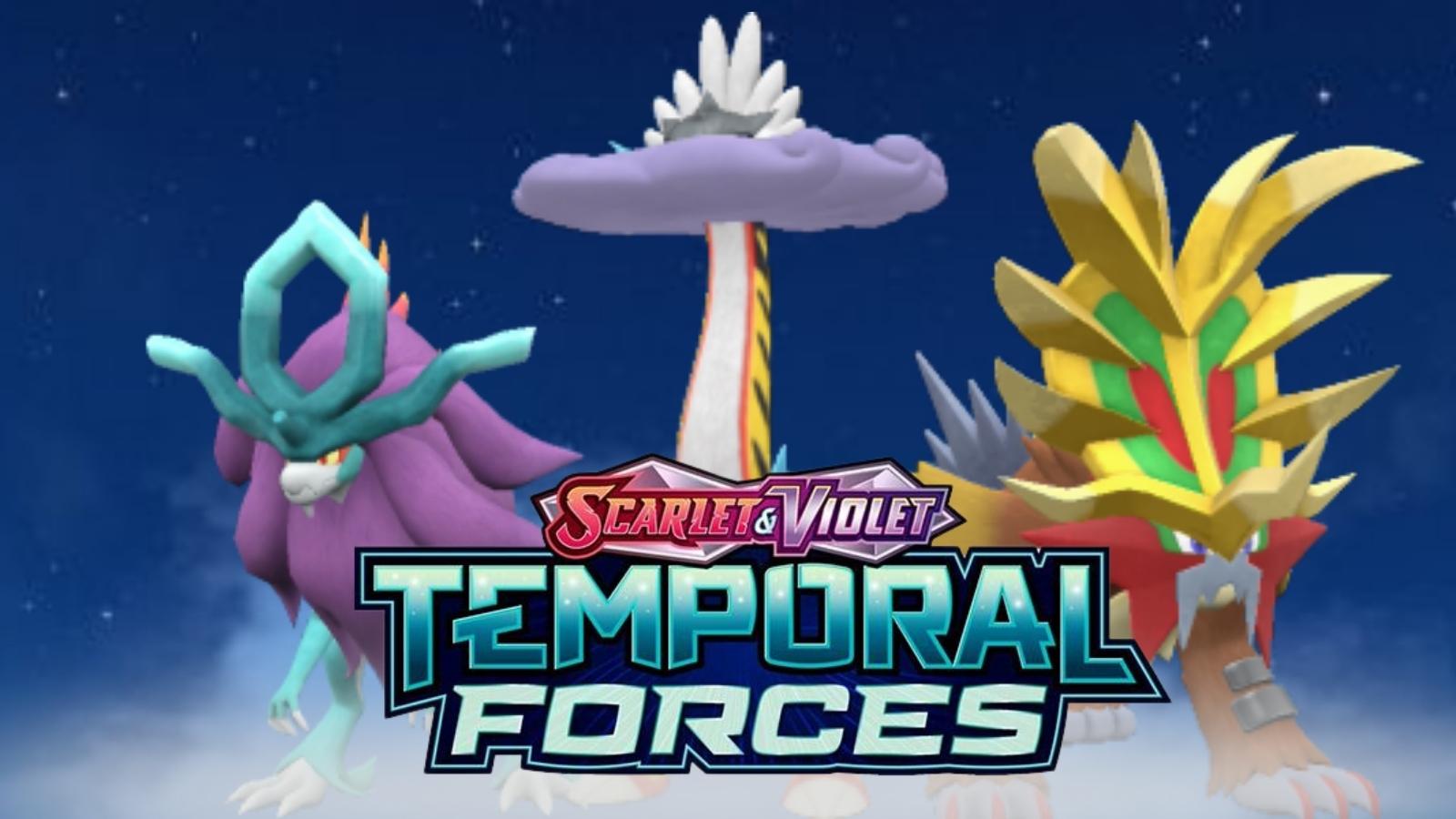 Pokemon Wild Force and Cyber Judge showing Gouging Fire, Walking Wake and Raging Bolt