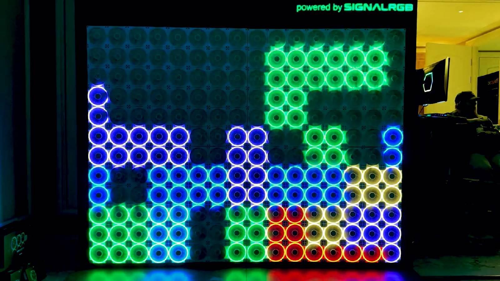 a screen made up of RGB fans