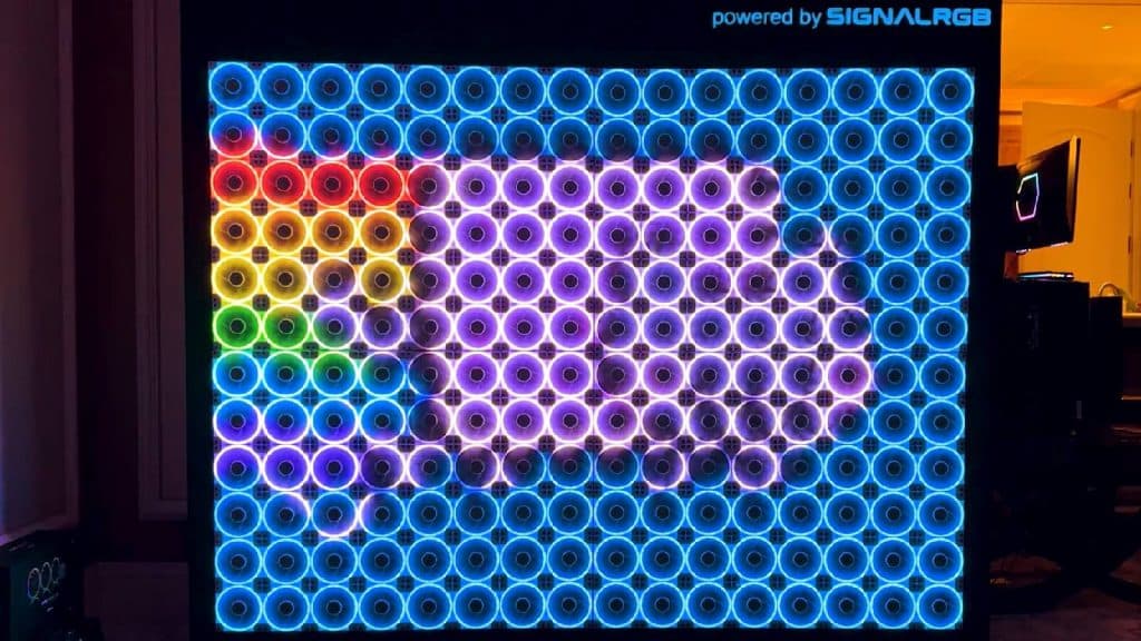 a screen made up of RGB fans