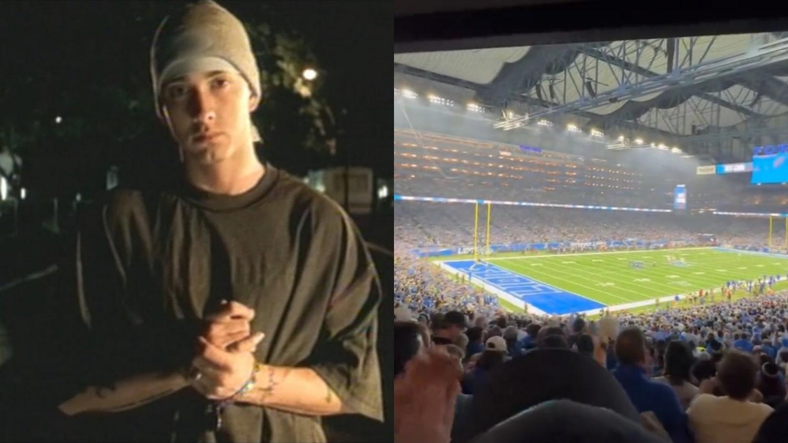 Eminem and fans in a side-by-side photo