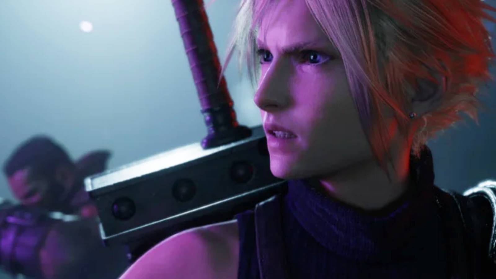 An image of Cloud Strife, in a screenshot from the upcoming 'FFVII Rebirth' on PS5.