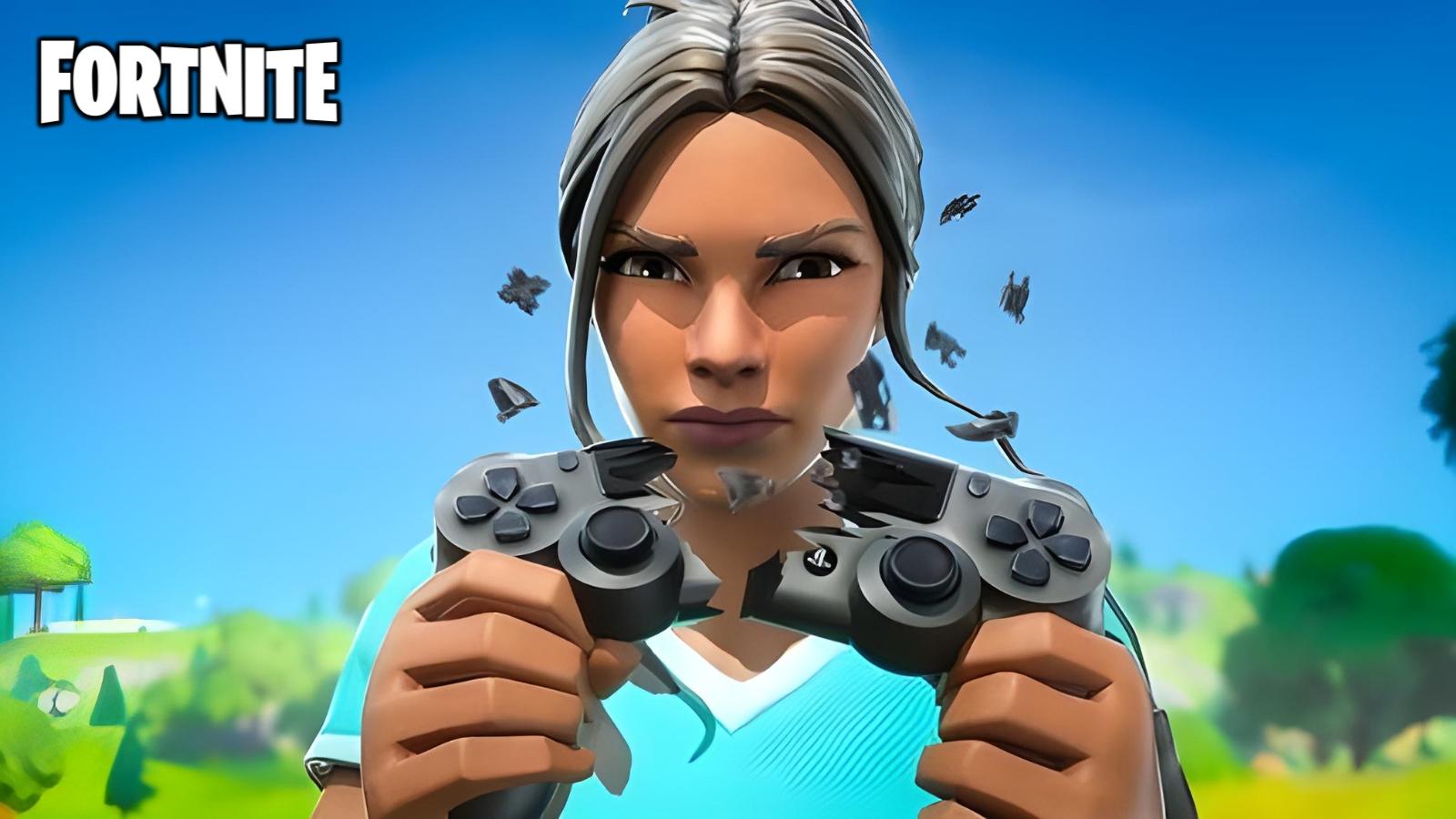 Fortnite player angry breaking controller