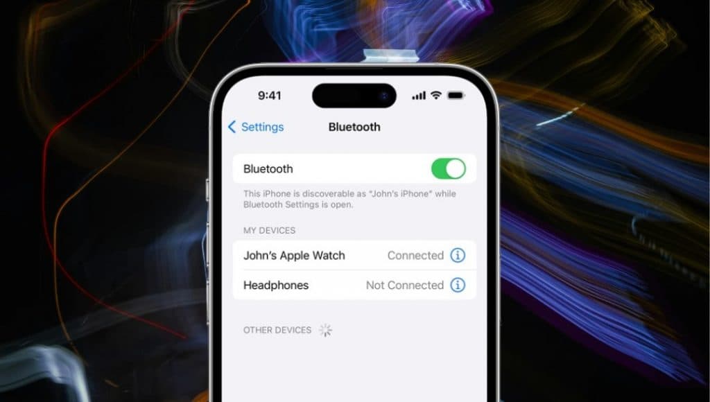 Screenshot showing Bluetooth settings on iPhone