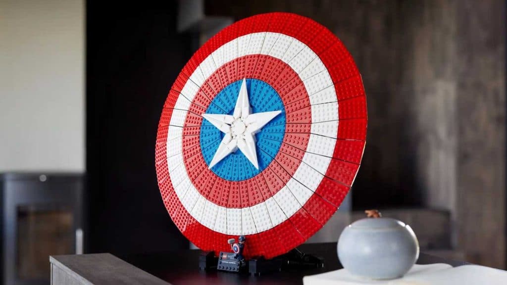 LEGO Marvel Captain America's Shield on display
