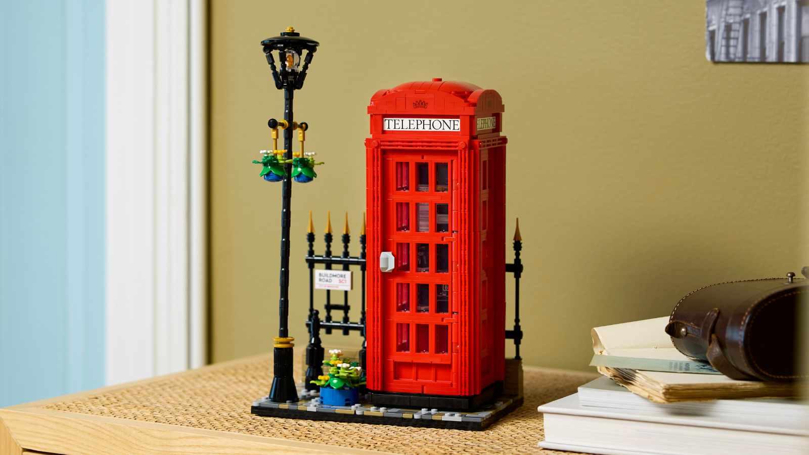 The LEGO Ideas Red London Telephone Box set on display