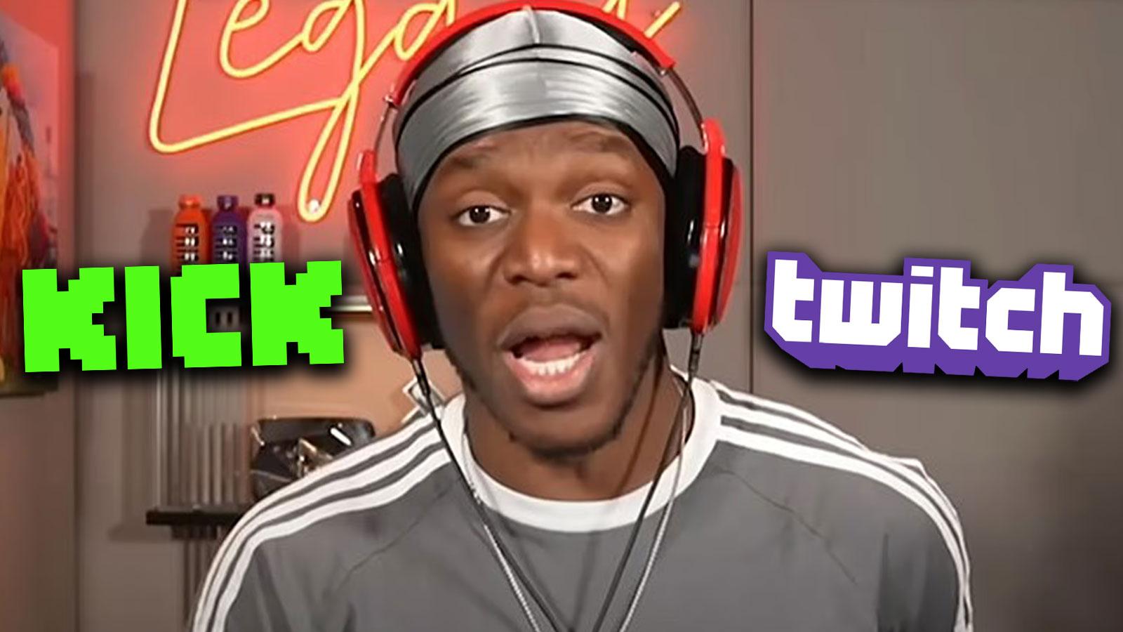 KSI with Kick and Twitch logos on each side
