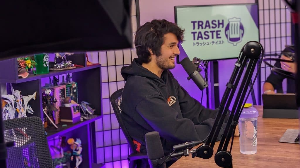 Joey hosting Trash Taste podcast