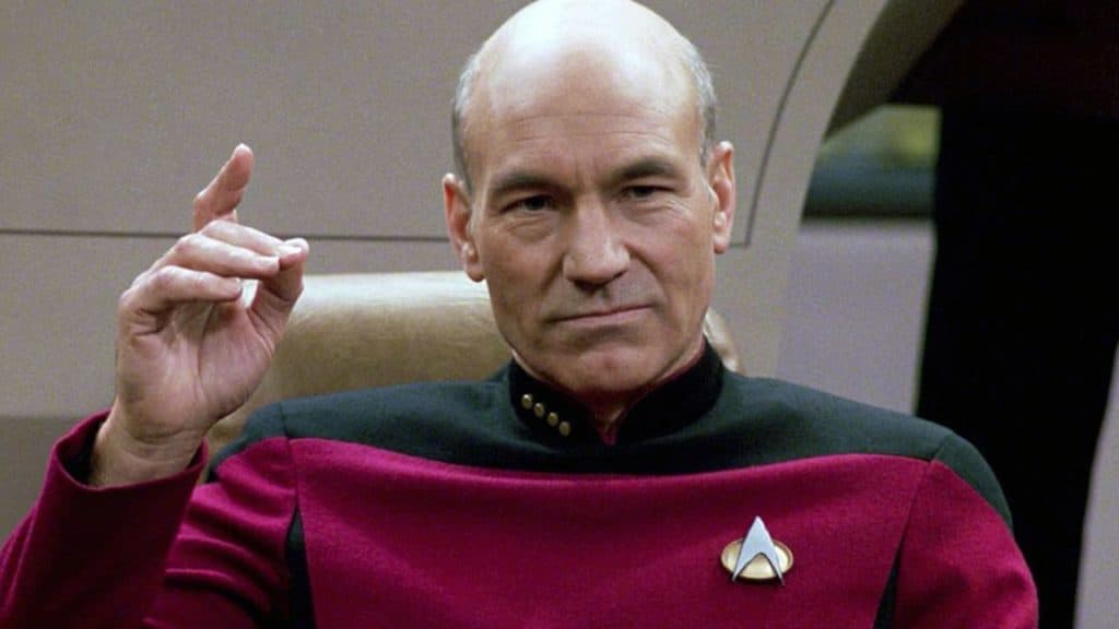 Captain Jean-Luc Picard giving the order to make it so.