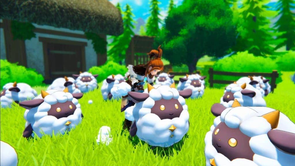 A player tends to their flock of pals in Palworld on the hunt for Paldium Fragments