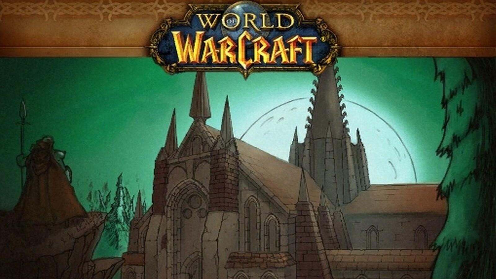 The Scarlet Monastery splash art from the loading screen in WoW Season of Discovery