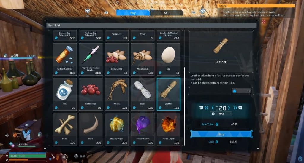 Any Leather material you have can be found in the Item List screen.