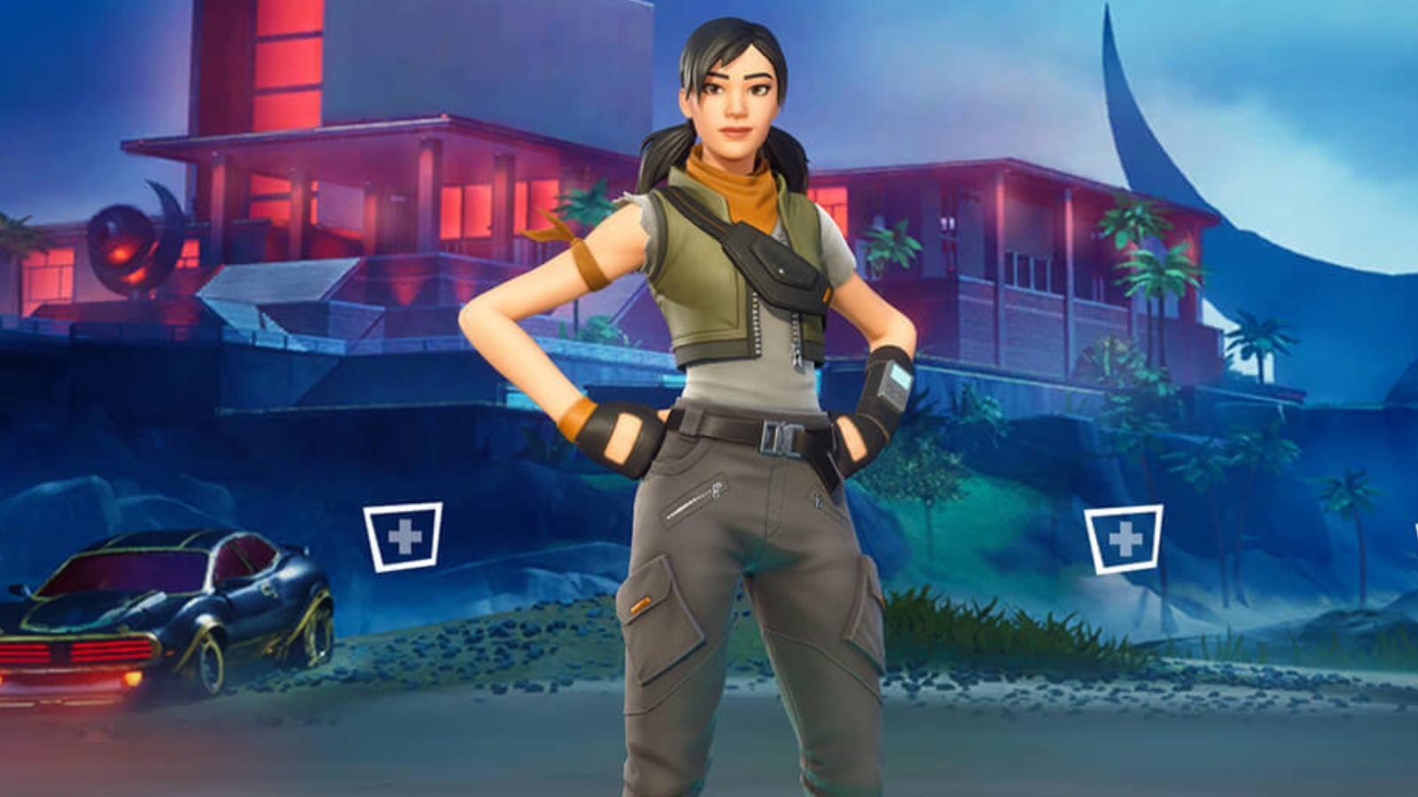 A screenshot of one of the default skins in Fortnite.