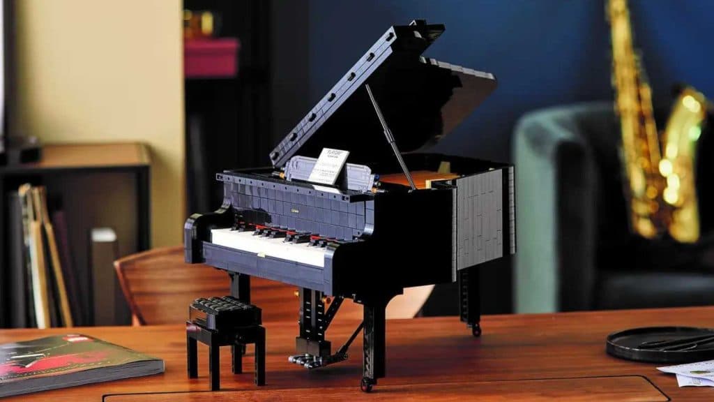The LEGO Ideas Grand Piano on display