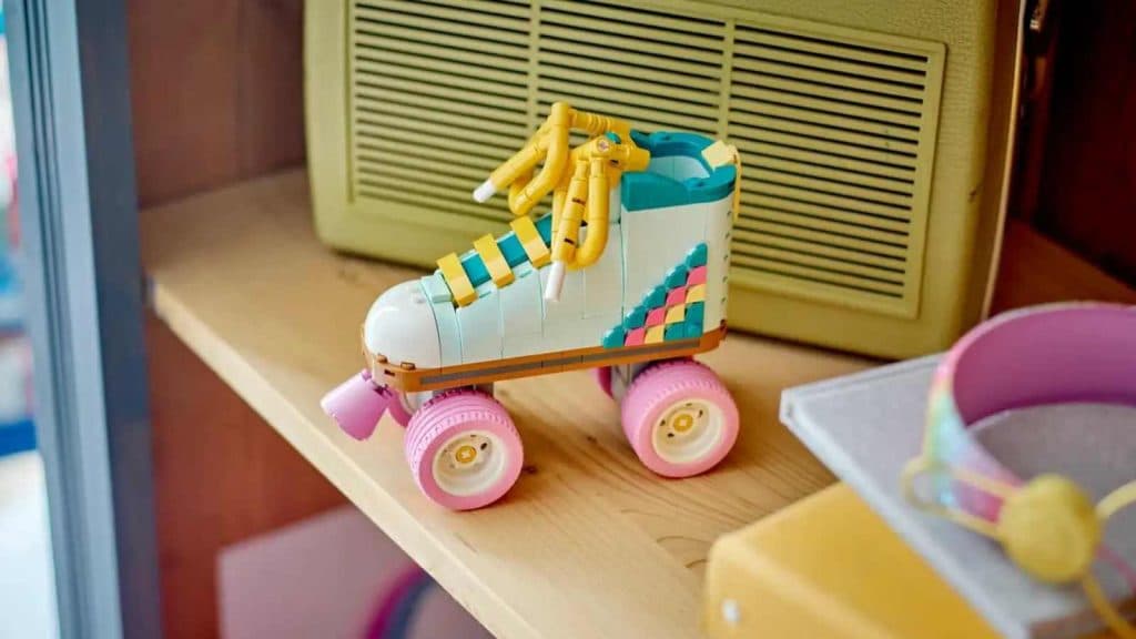 The LEGO-reimagined Retro Roller Skate on display