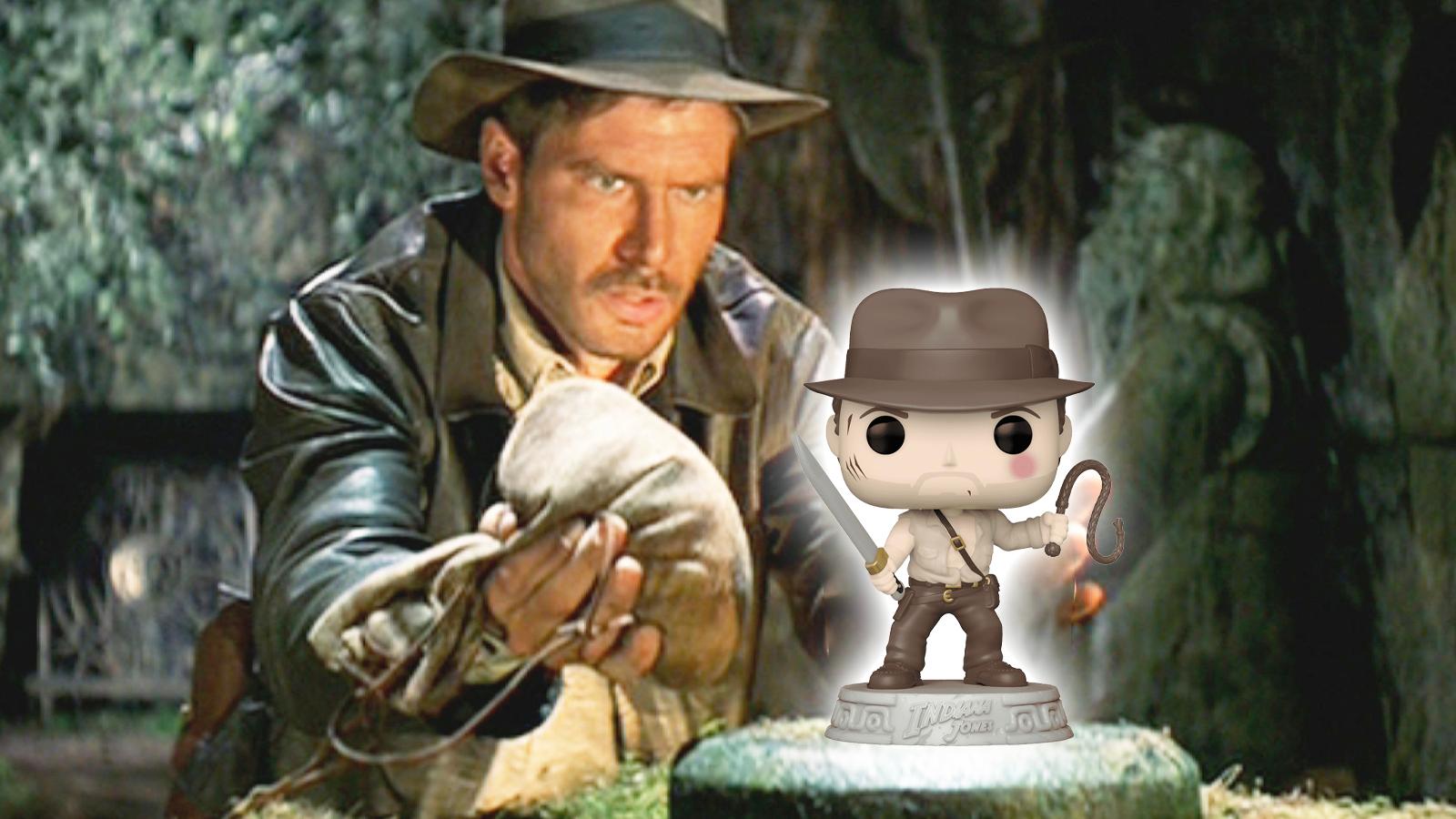 Indiana Jones from Raiders of the Lost Ark replacing the idol with a bag of sand, except the idol has been replaced by a funko pop