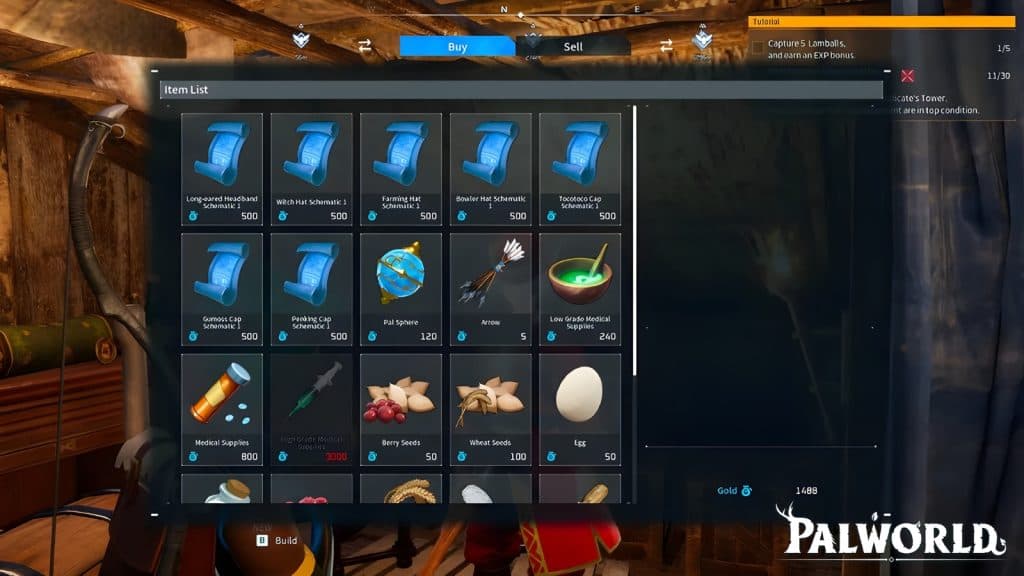 Items that can be purchased in Palworld
