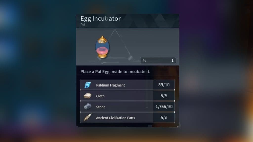 an image of Egg Incubator in Palworld