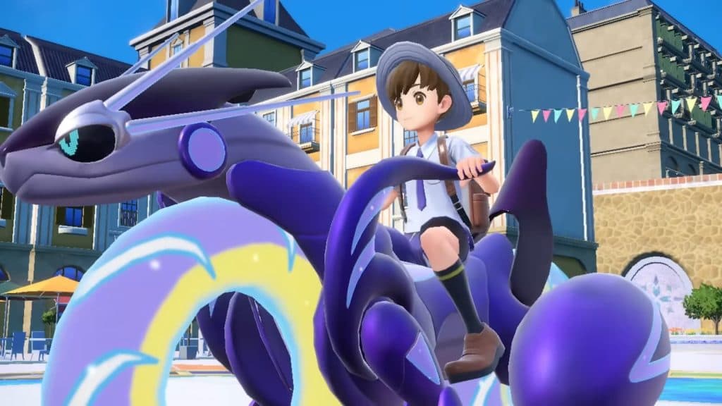 Pokemon Violet protagonist riding Miraidon