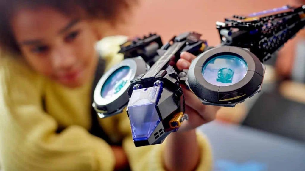 A child playing with their LEGO Marvel Shuri’s Sunbird