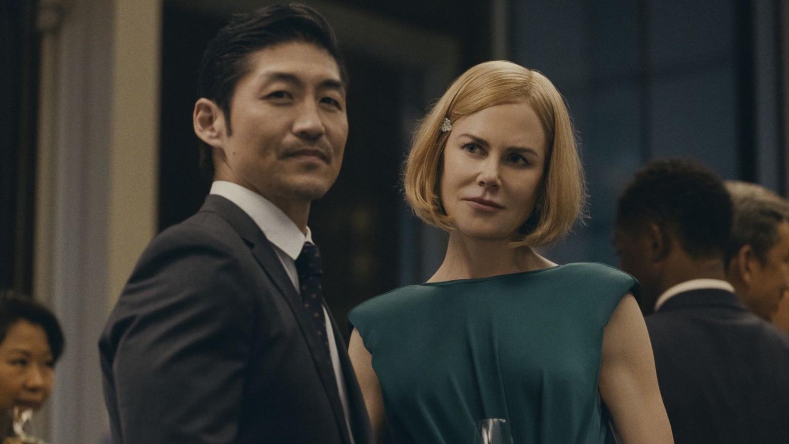 Brian Tee and Nicole Kidman in Expats as Margaret and Clarke.