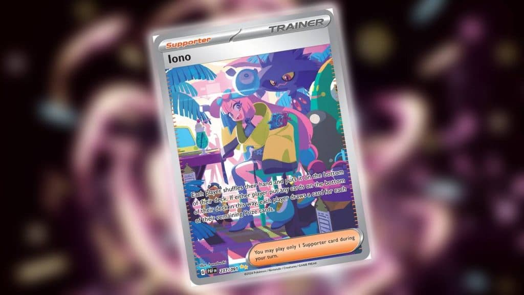 A Pokemon TCG card shows Iono