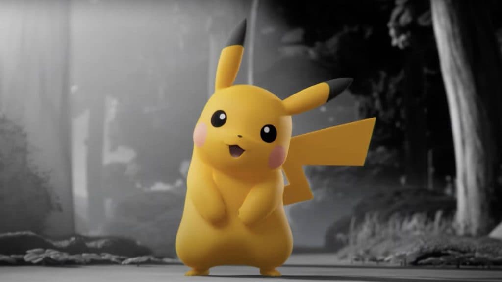 A Pikachu stands in a Black and White clearing