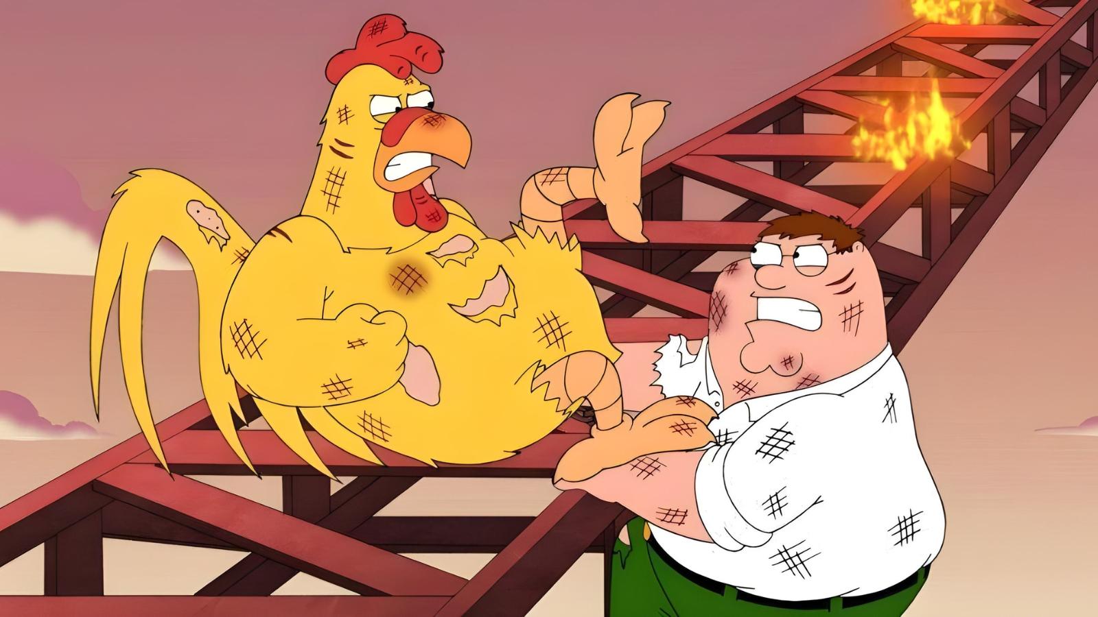 Giant Chicken vs Peter Griffin in Family Guy