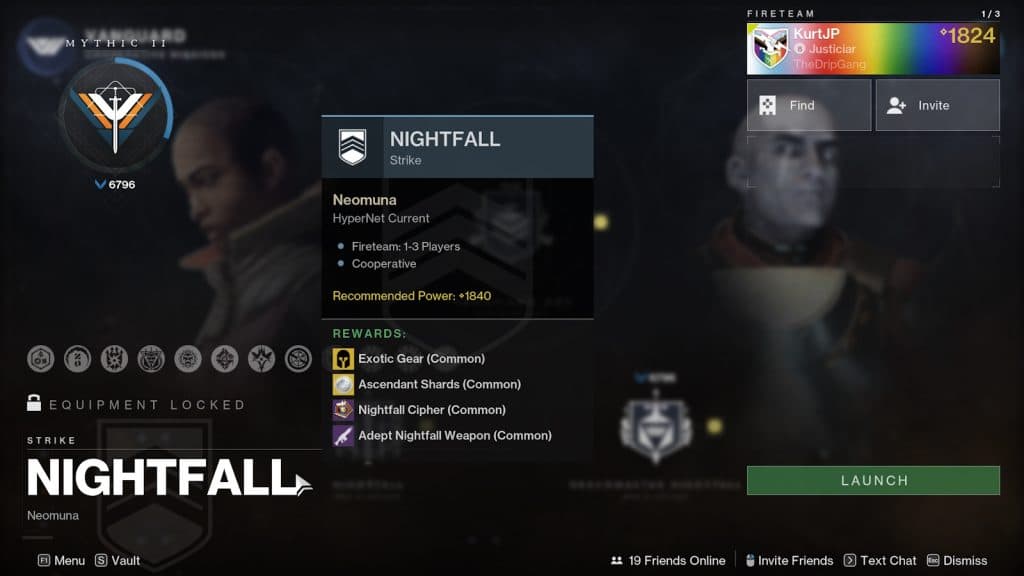 Grandmaster Nightfall interface in Destiny 2