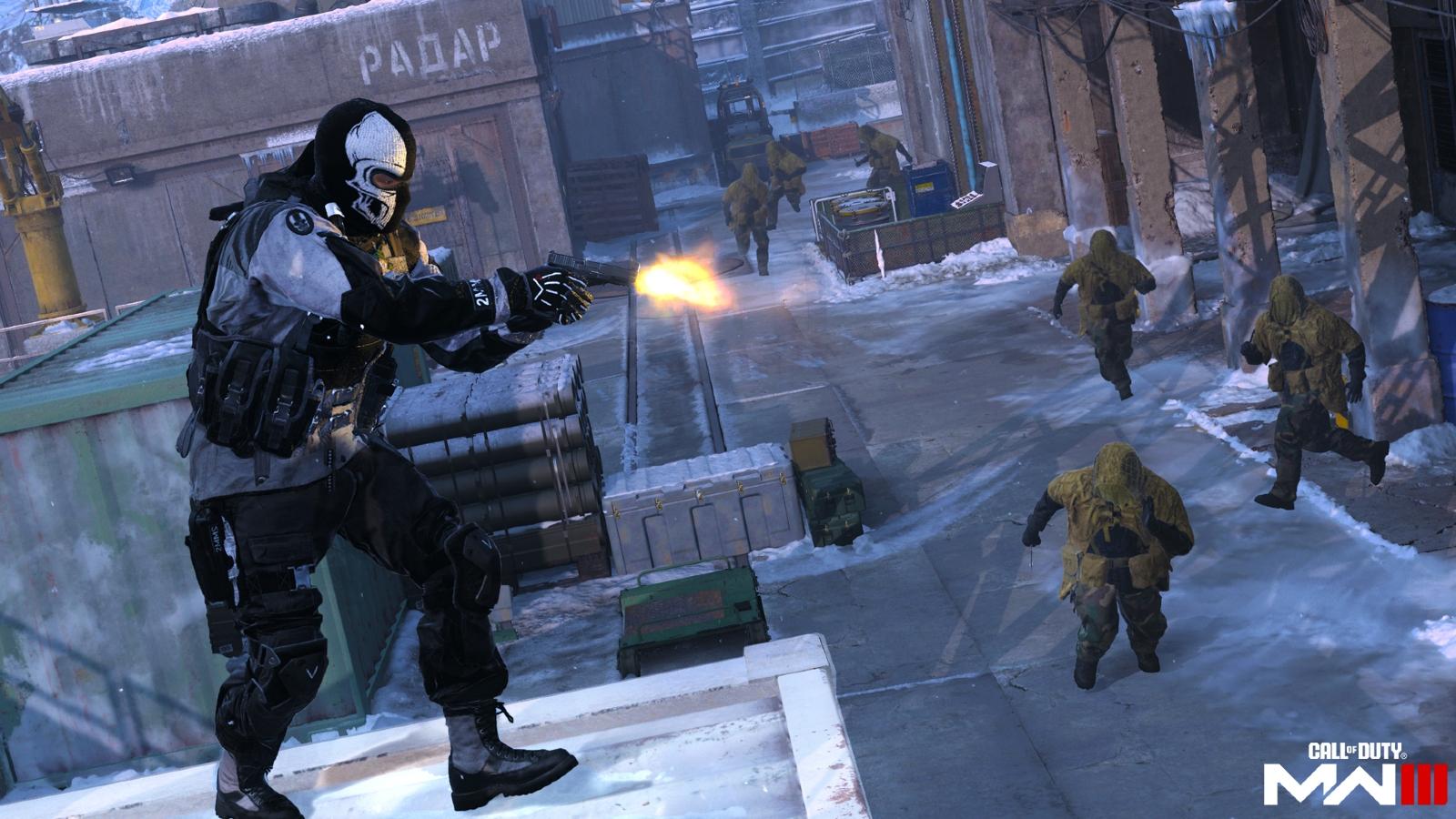 Modern Warfare 3 operator firing gun in multiplayer